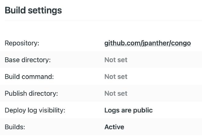 Netlify 构建设置屏幕截图